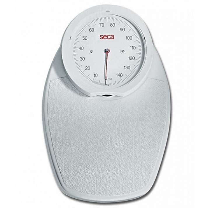 White mechanical floor scale with clock-style dial SECA 750