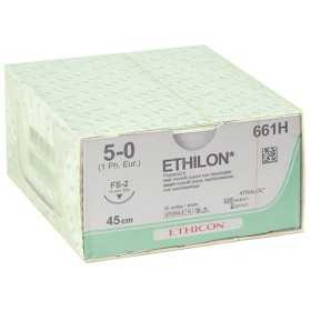 Sutura monofilament ethicon ethilon - ac 5/0 19 mm