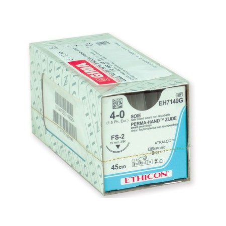 Ethicon Perma-ruční hedvábný šev - jehla 4/0 19 mm - pletený - balíček 12 kusů.