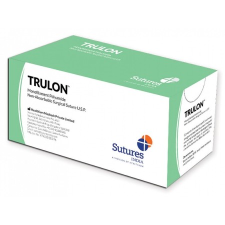 Trulon non-assured suture, gauge 2/0, curve 3/8, needle 45 mm - 70 cm - black - pack of 12.