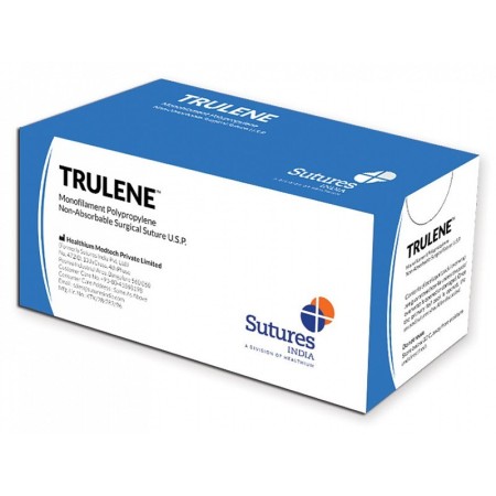Non-ass. trulene suture, gauge 0, 1/2 curve, needle 30 mm - 70 cm - blue - pack of 12.
