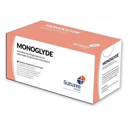 Ass. monoglyde suture gauge 3/0, curve 3/8, needle 25 mm - 70 cm - colorless - pack of 12 pcs.