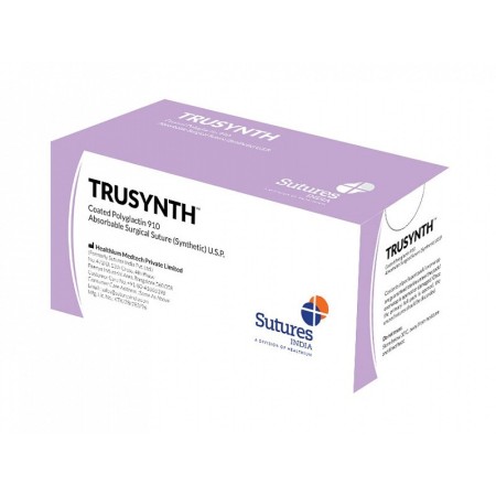 Ecartament de sutură trusynth ass. 3/0, curbă 1/2, ac 19 mm - 75 cm - mov - pachet de 12 buc.