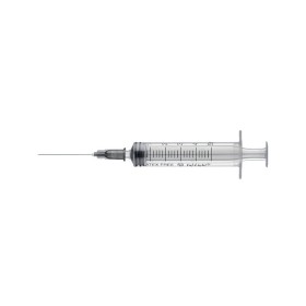 3-teilige Spritze mit 21 g - 5 ml Nadel mit zentralem Luer-Konus