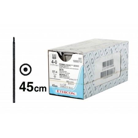 Sutura não absorvível ethicon perma-hand 18507g com agulha preta usp 4/0 de 19 mm - pacote com 1 unidade