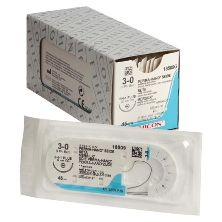 Sutura não absorvível ethicon seta 18509g com agulha preta usp 3/0 de 1/2" (22 mm) - pacote com 1 unidade