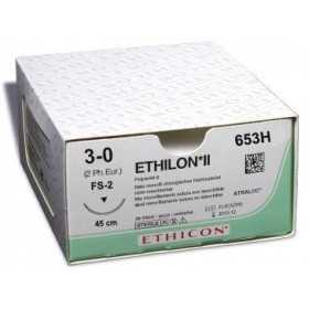 Sutură neabsorbabilă Ethicon Ethilon 653H cu ac 3/8 19mm USP 3/0 negru - 1 buc.
