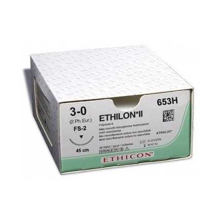 Icke-absorberbar sutur Ethicon Ethilon 653H med nål 3/8 19mm USP 3/0 svart - 1 st.