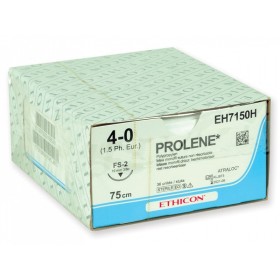 Suture non résorbable Ethicon Prolene EH7150H Monofilament avec aiguille 3/8 19mm USP 4/0 bleu - 1 pc.