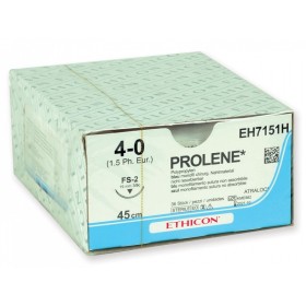 Suture non résorbable Ethicon Prolene EH7151H Monofilament avec aiguille 3/8 19mm USP 4/0 bleu - 1 pc.