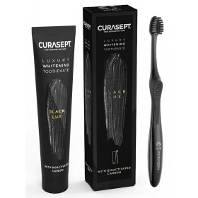 Curasept Black Luxury Pasta de dientes blanqueadora 75 ml + cepillo de dientes