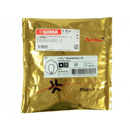 Botão dos eletrodos ecg vl do sensor ambu blue 72×68 mm, gel líquido - pacote 25 unidades.