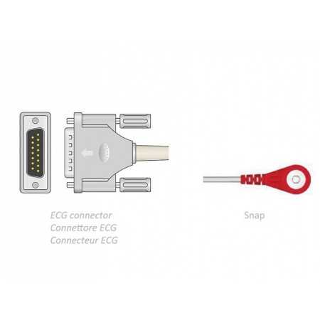 3,5 M EKG patientkabel - Snap - Universal kompatibel