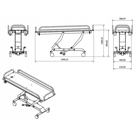 Wózek prysznicowy - hydrauliczny