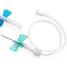 Safety Butterfly Needles Turquoise FLY-SAFE DEHP FREE 23G Luer Lock with tube 30 cm - 100 pcs.