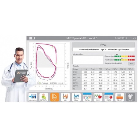 Mir spirolab spirometer mit drucker, oximeter und mir spiro software