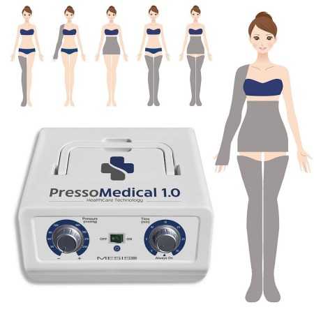 Presoterapie medicală atediMedical 1.0 pentru uz profesional și acasă cu 2 jambiere, trusa Slim Body și 1 brățară