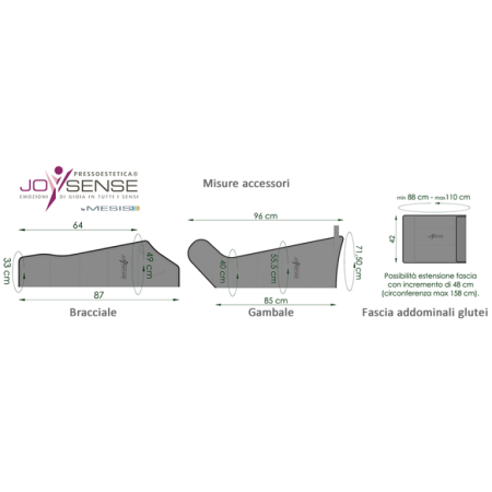 Pressoterapia joysense 2.0 dotazione pro (2 gambali + kit estetica + bracciale)