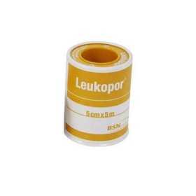 Plaster Leukopor 5 mx 5 cm na szpuli z TNT dla wrażliwej skóry