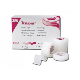 3M Transpore - Perforated Plastic Plaster, 1527-1 - 25mm x 9.14m - 12 Rolls