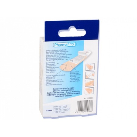 Assorted non-woven plasters, 5 sizes - pack of 12 boxes of 30 plasters - 1 carton
