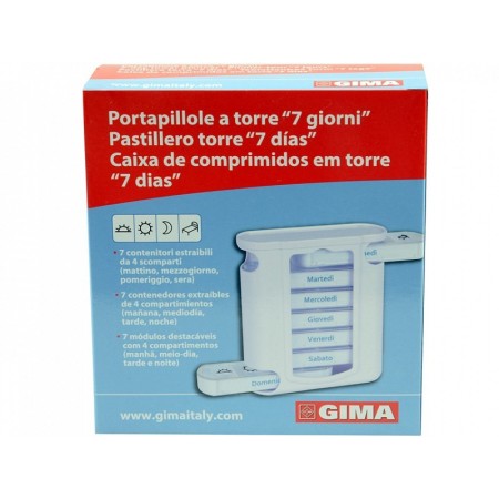 Cutie de pastile săptămânală x4 tower - spaniolă/portugheză