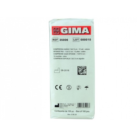 Gaskompress 7,5x7,5 cm bomull - 10 förpackningar med 100 - 1000 st. (10 förpackningar med 100 st.)