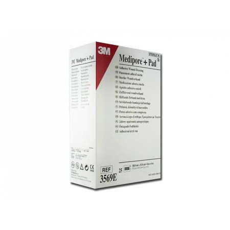 3m medipore + pad medicazione sterile in tnt con tampone, 3569e - 10x15cm - 25pz.