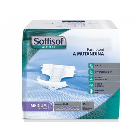 Soffisof Air Dry-blöjor - Stark inkontinens - Medel - Förpackning 60 st.