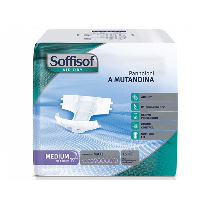 Inkontinenzvorlagen Soffisof air dry – starke Inkontinenz – mittel – Packung mit 60 Stück