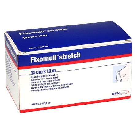 Leukoplast fixomull stretch 10 mx 15 cm mehka in raztegljiva samolepilna gaza