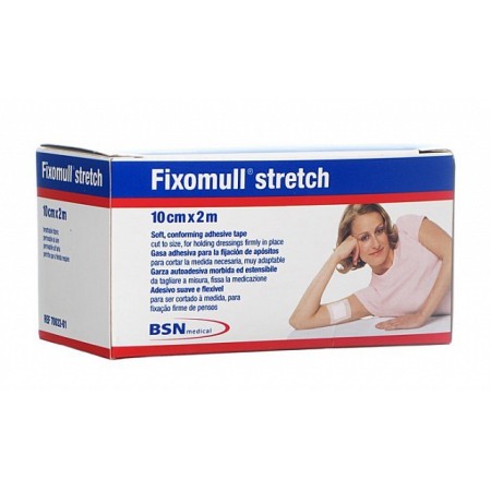 Leukoplast fixomull stretch 2 m x 10 cm garza autoadesiva morbida ed estensibile