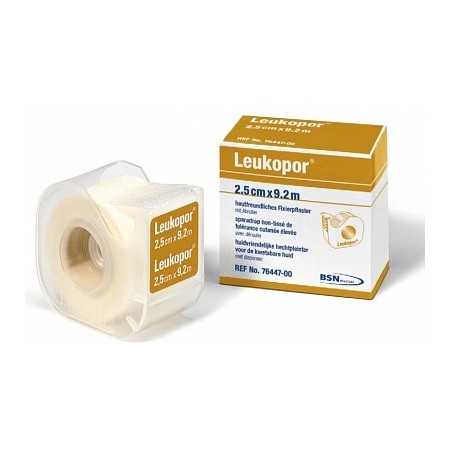 Leukopor pleister van 9,2 mx 1,25 cm in vliesdispenser voor de gevoelige huid