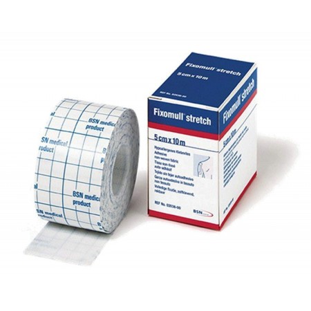 Leukoplast fixomull stretch 10 m x 5 cm garza autoadesiva morbida ed estensibile