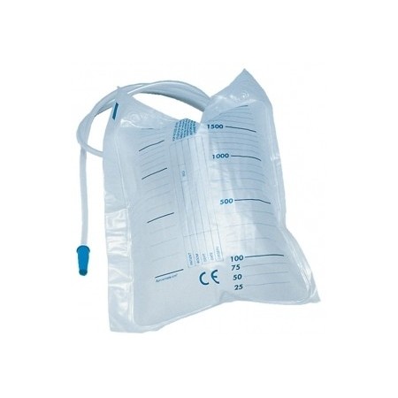 2 l säng urinpåsar med 90 cm tub utan avlopp - 30 st.