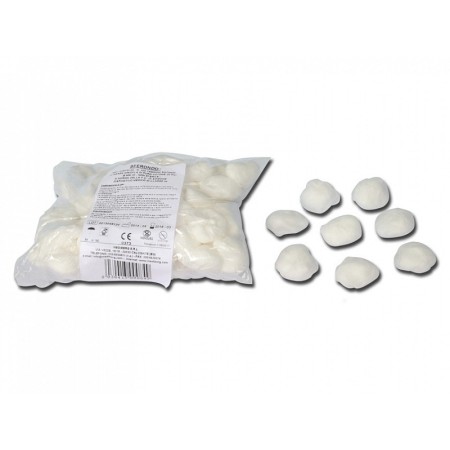 Round gauze swabs, 50mm in diameter, pack of 100.