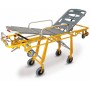 Self-loading stretcher with mat and 2 safety belts