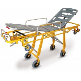 Self-loading stretcher with mat and 2 safety belts