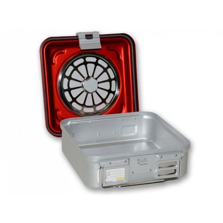 Container with small filter h 100 mm - red