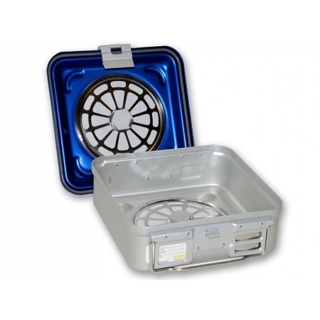 Contenedor con filtro pequeño h100 mm - azul perforado