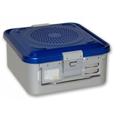 Container with small filter h135 mm - perforated blue