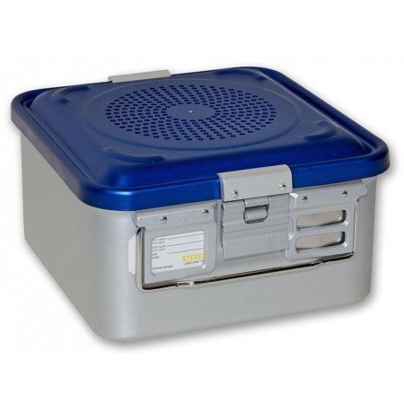 Pojemnik z filtrem małym h150 mm - perforowany niebieski