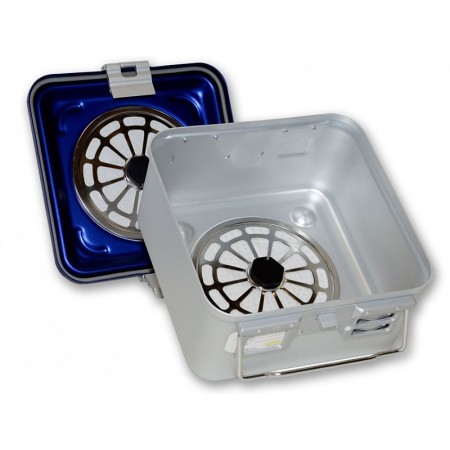 Container with small filter h150 mm - perforated blue