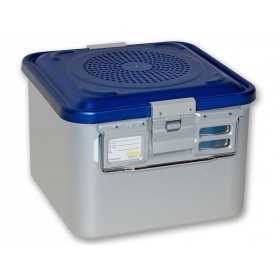 Behälter mit kleinem Filter H200 mm - perforiert blau