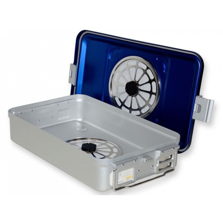 Container met medium filter h100 mm - geperforeerd blauw