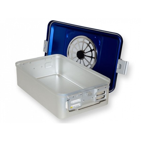 Posoda s srednjim filtrom h135 mm - perforirana modra