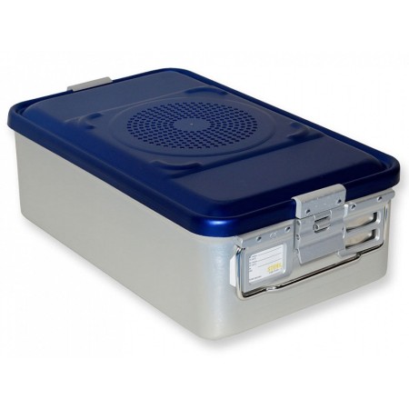 Conteneur avec filtre moyen h150 mm - bleu perforé
