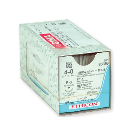 Sutura de seda ethicon perma-hand - agulha 4/0 de 13 mm