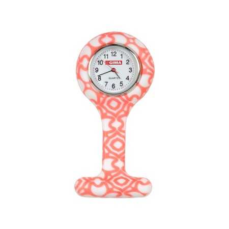 Nurses watch - round - white/red pattern