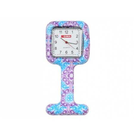 Nurses' watch - square - purple/blue pattern